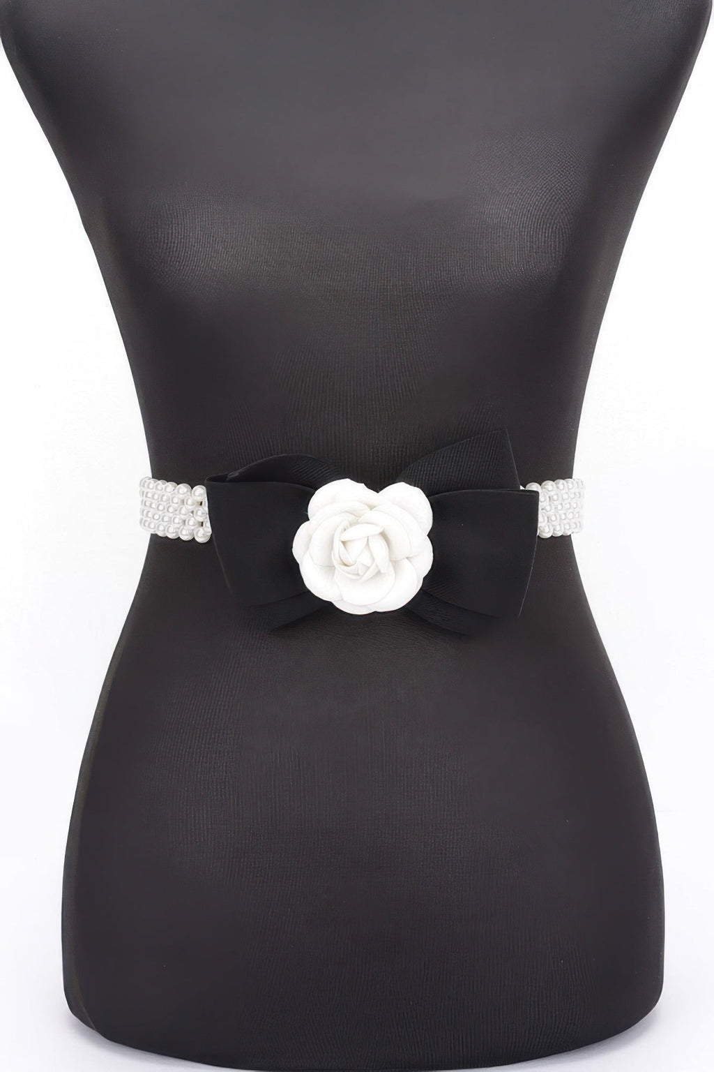 Flower Ribbon Faux Pearl Stretch Belt