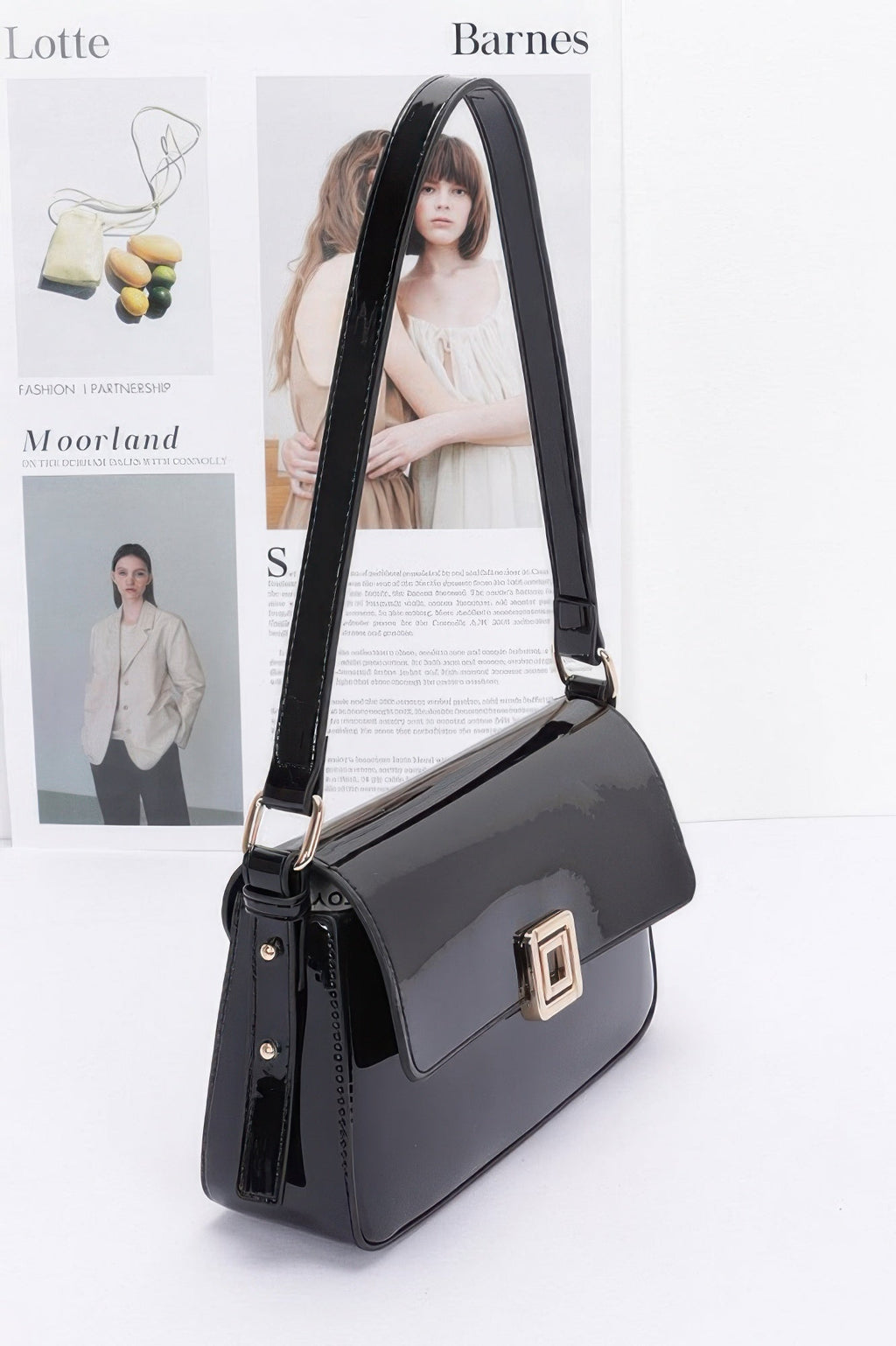 Enamel Flap Shoulder Bag
