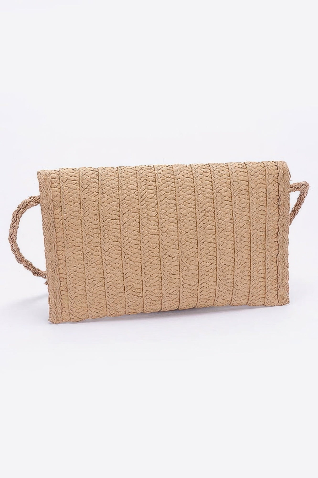 Faux Straw Handmade Ribbon Flap Clutch