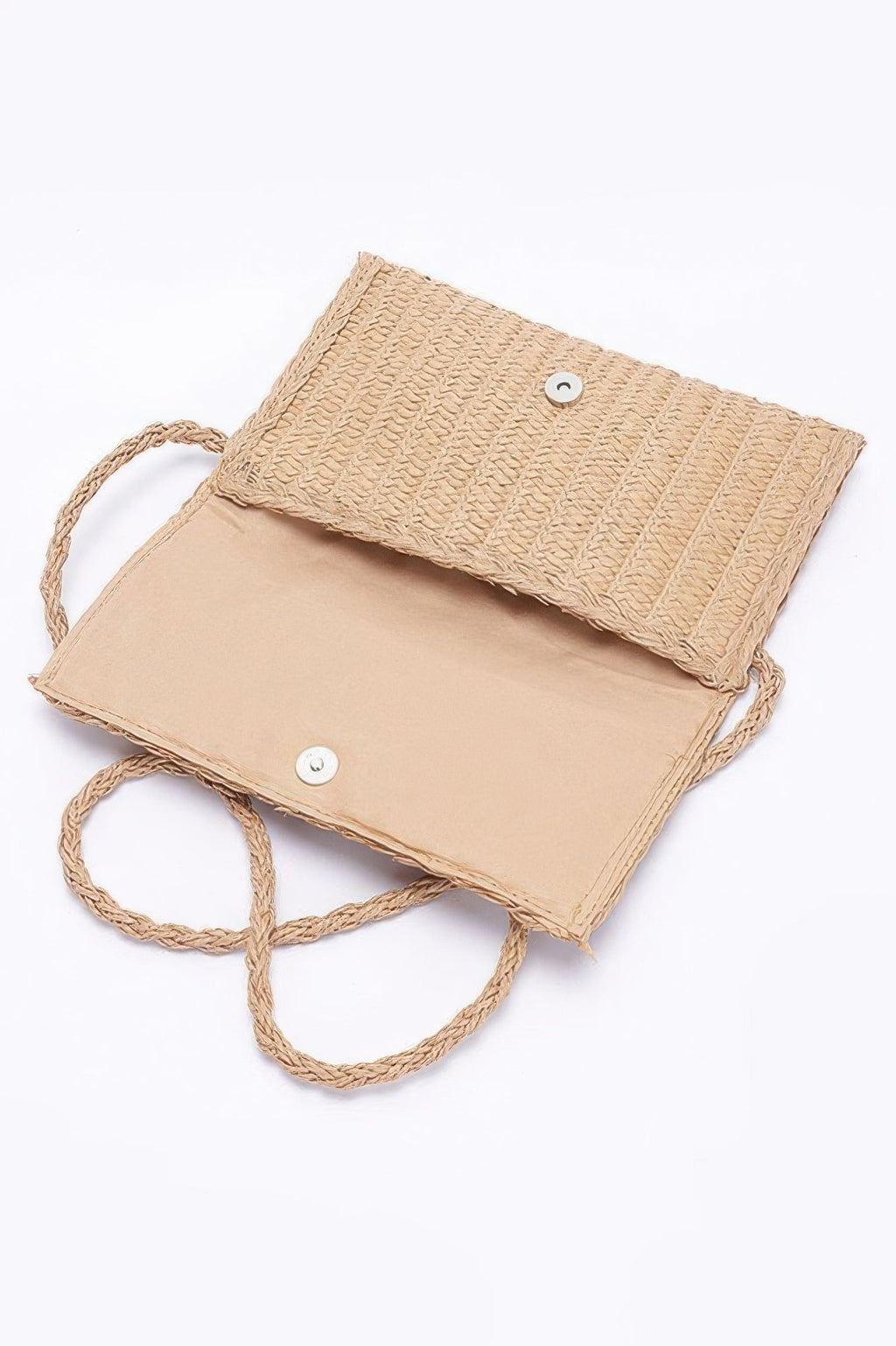 Faux Straw Handmade Ribbon Flap Clutch