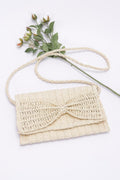 Faux Straw Handmade Ribbon Flap Clutch