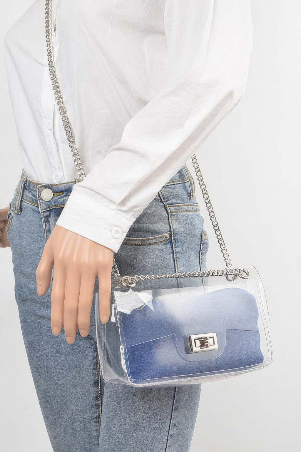 Clear Bag W/ Denim Pouch