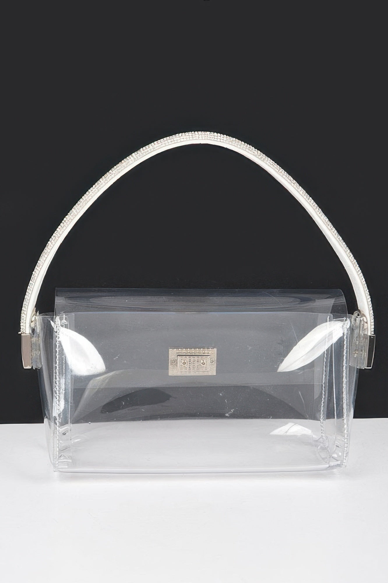 Transparent Rhinestone Top Handle Flap Bag