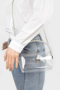 Transparent Rhinestone Top Handle Flap Bag