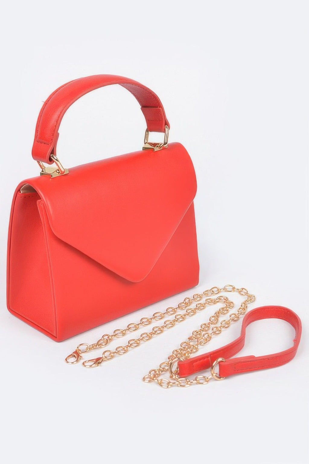 Faux Leather Simple Handle Clutch