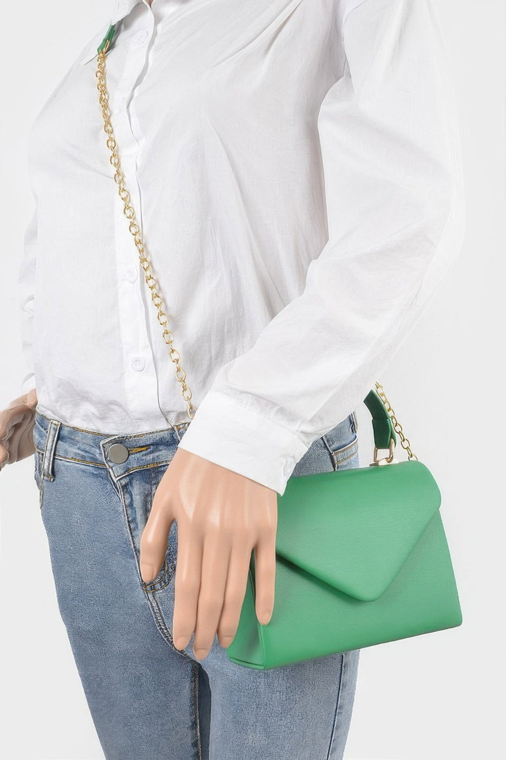 Faux Leather Simple Handle Clutch