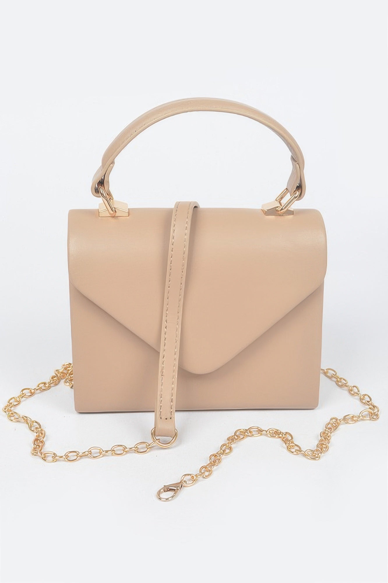 Faux Leather Simple Handle Clutch
