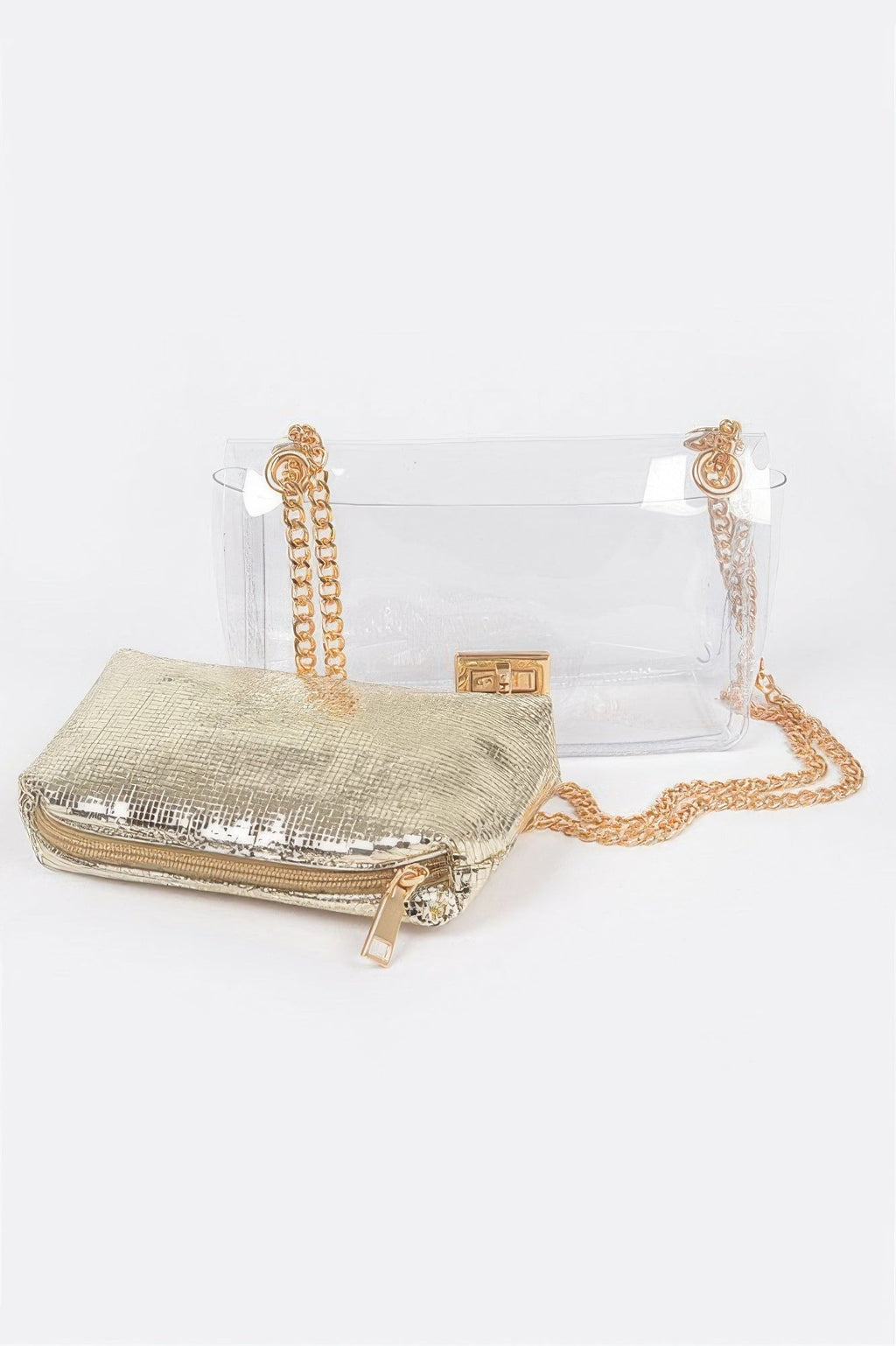 Clear Pvc Clutch With Shiny Pouch