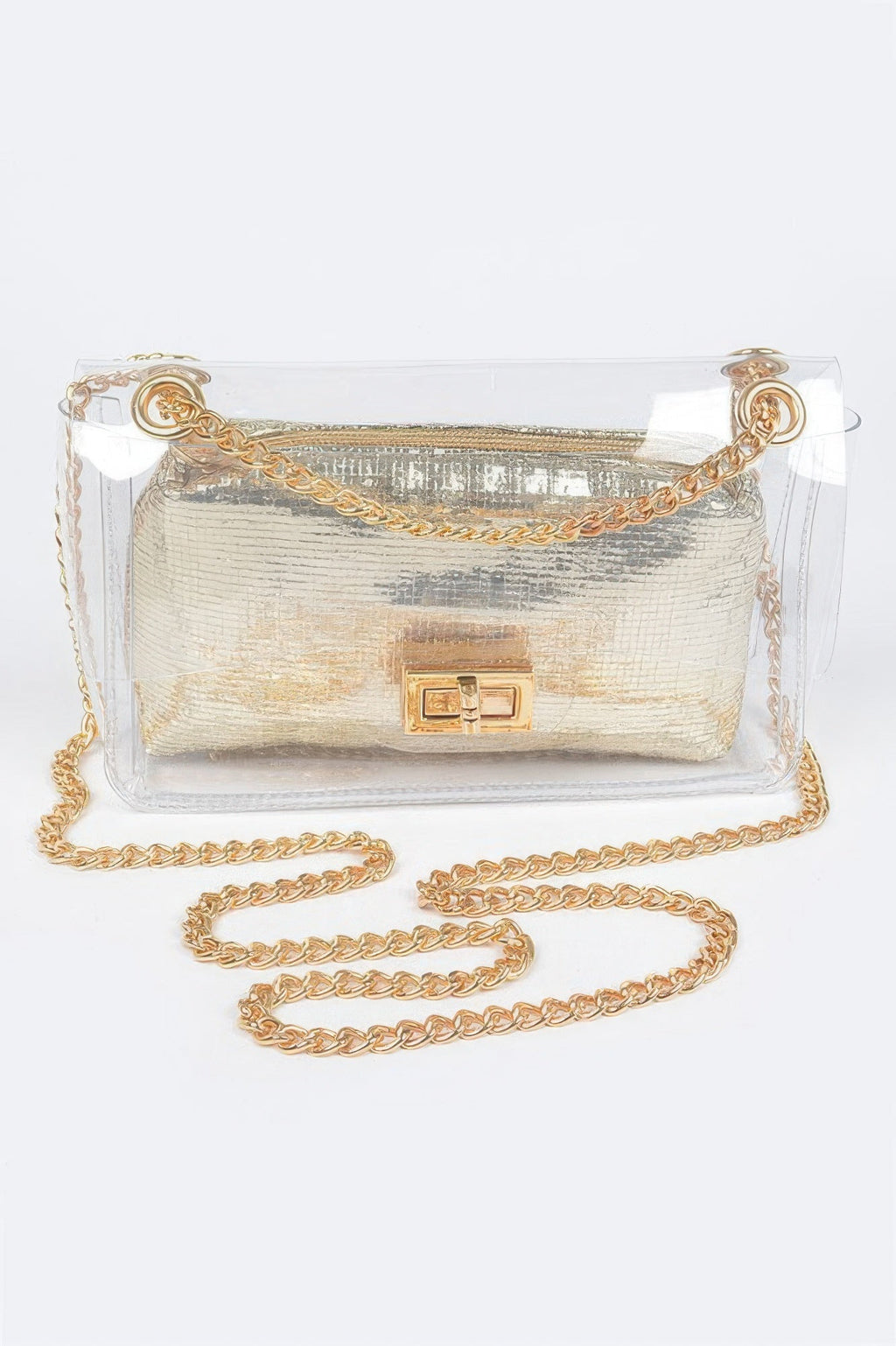 Clear Pvc Clutch With Shiny Pouch
