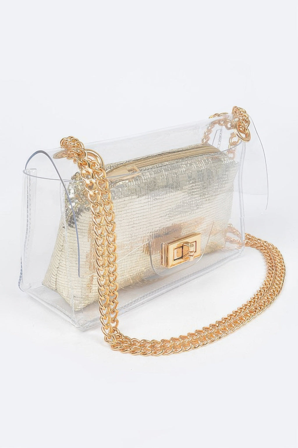 Clear Pvc Clutch With Shiny Pouch