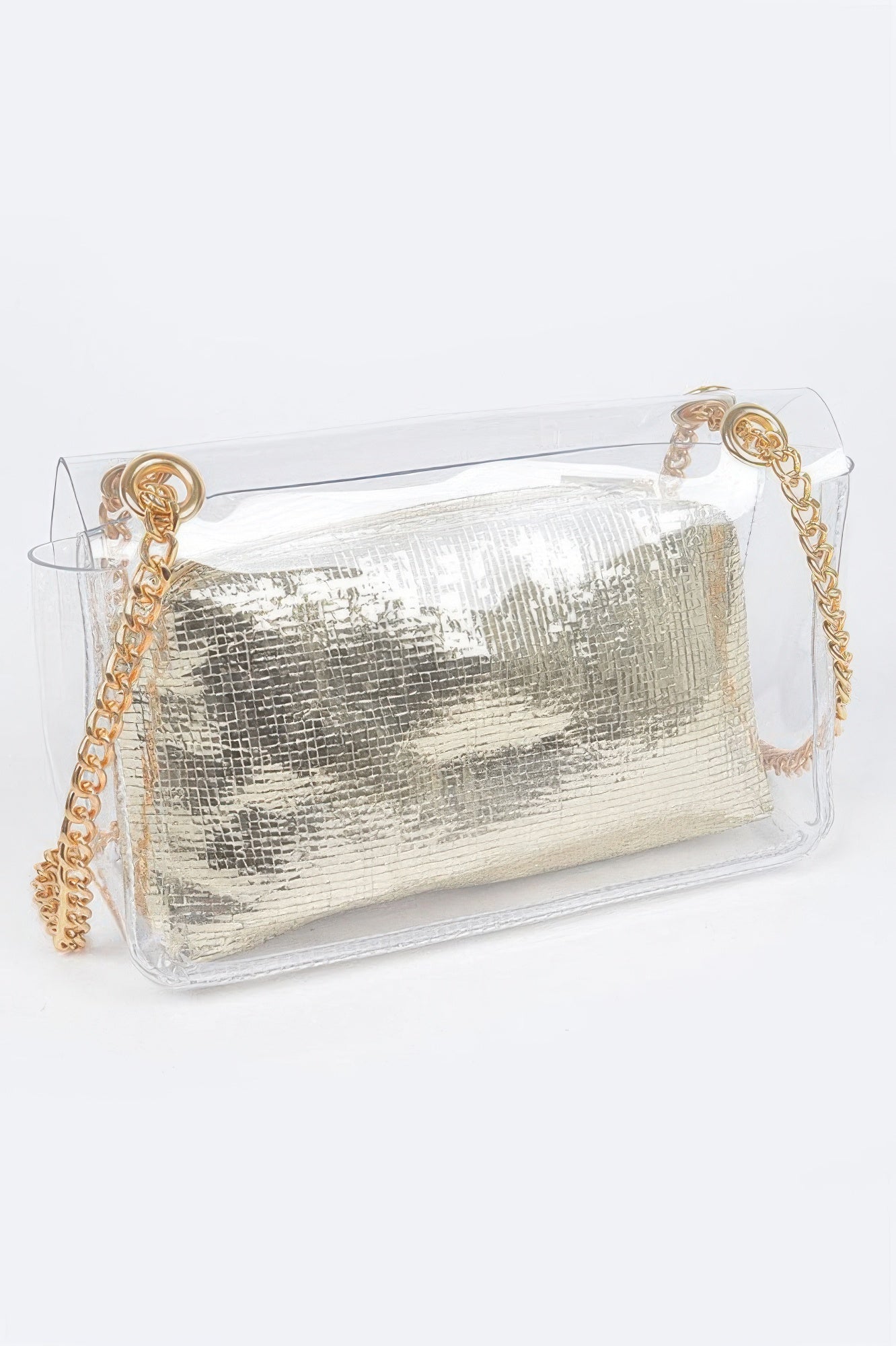 Clear Pvc Clutch With Shiny Pouch
