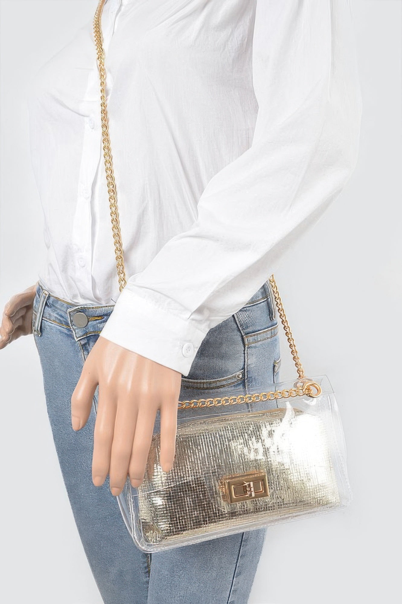 Clear Pvc Clutch With Shiny Pouch