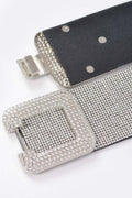 Rhinestone Buckle Plus Size Elastic Belt