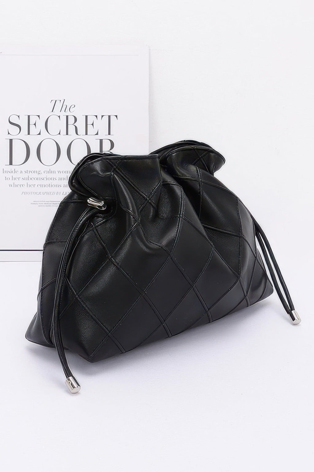 Quilted Faux Leather Bucket Crossbody Bag