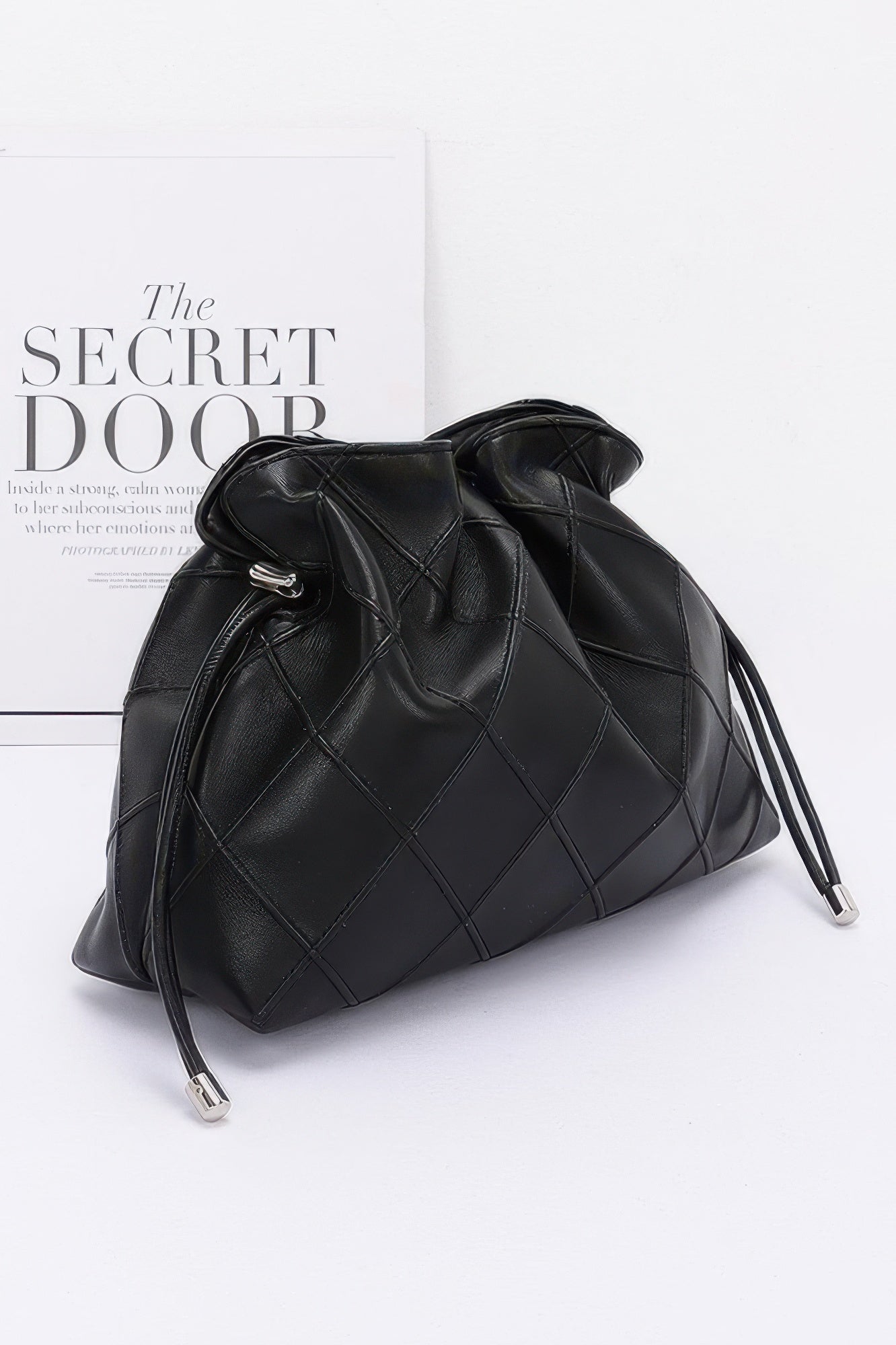 Quilted Faux Leather Bucket Crossbody Bag