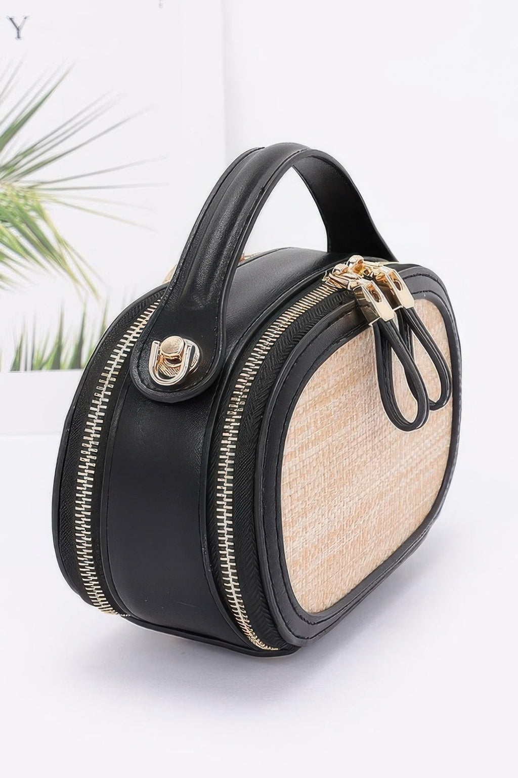 Faux Straw Bowling Bag