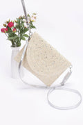 Metallic Faux Straw Envelope Clutch