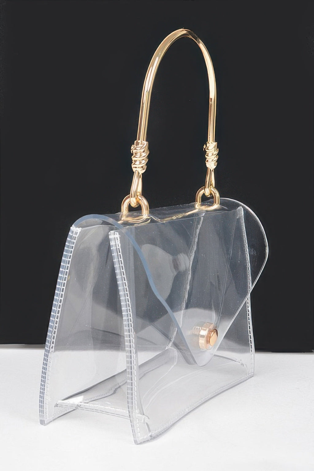 Transparent Metal Handle Flap Clutch