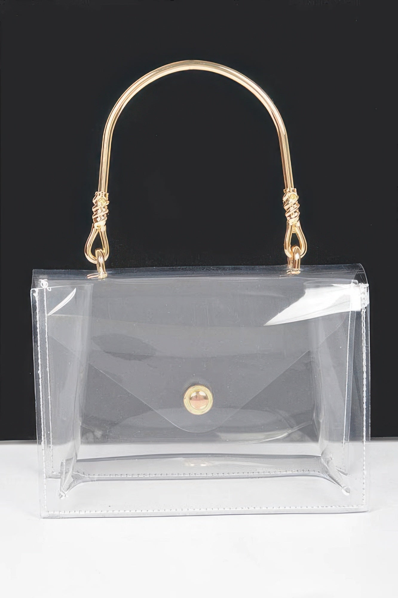Transparent Metal Handle Flap Clutch
