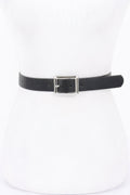 Simple Square Buckle Faux Leather Belt