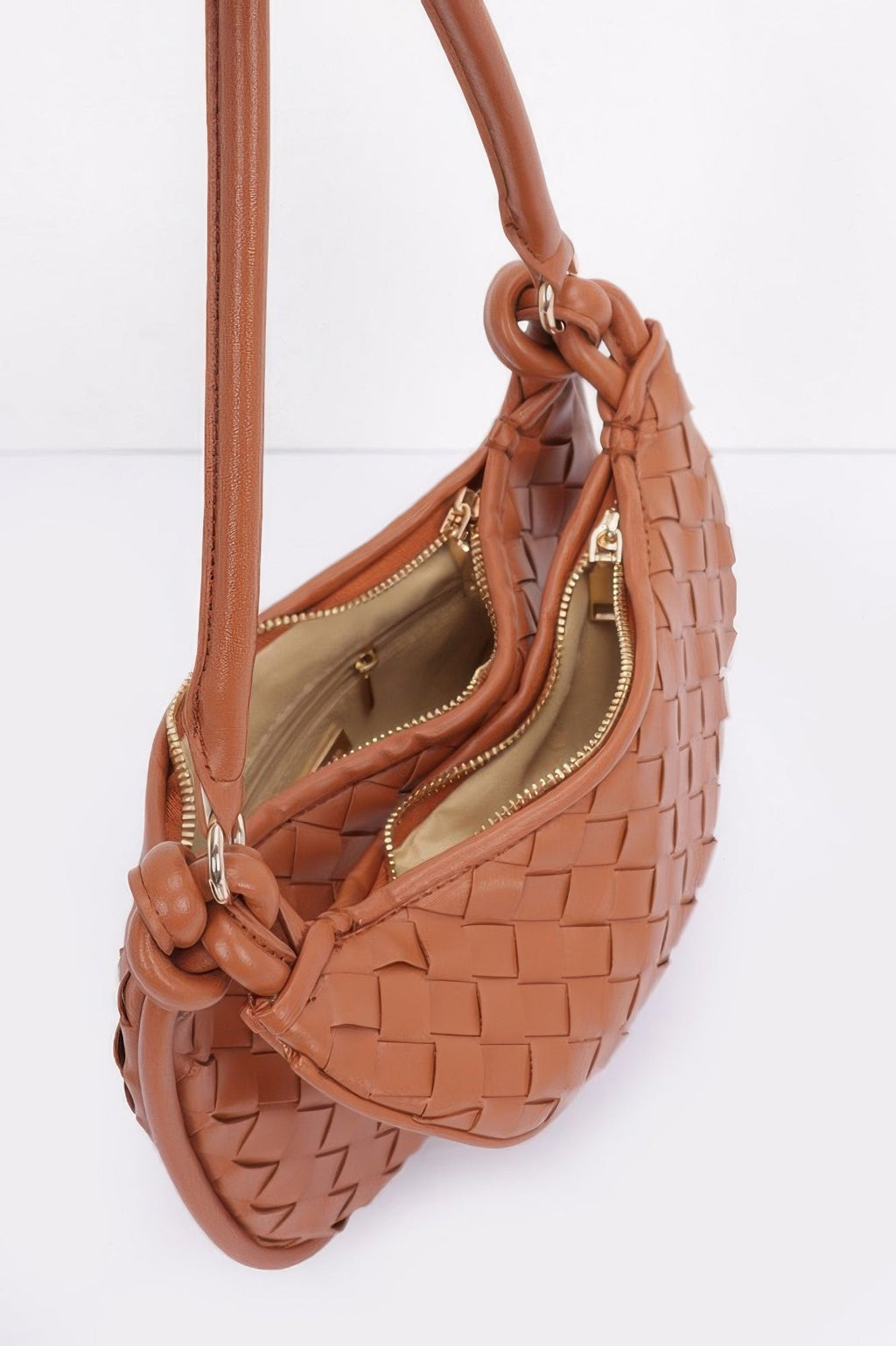 Faux Leather Braided Double Hobo Bag