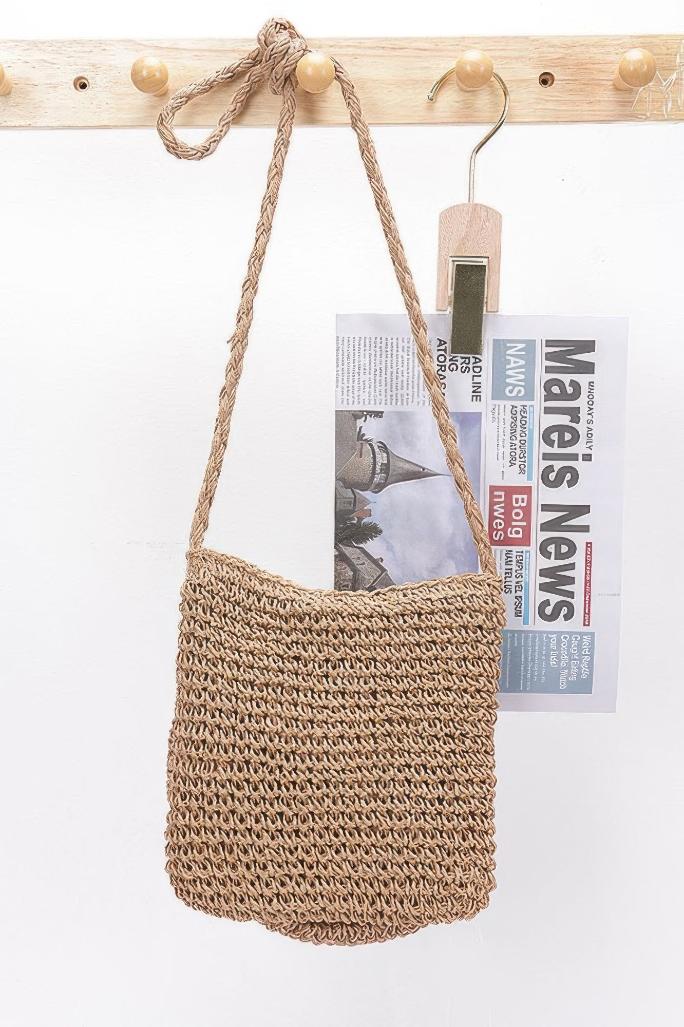 Faux Straw Handmade Big Flower Crossbody Bag