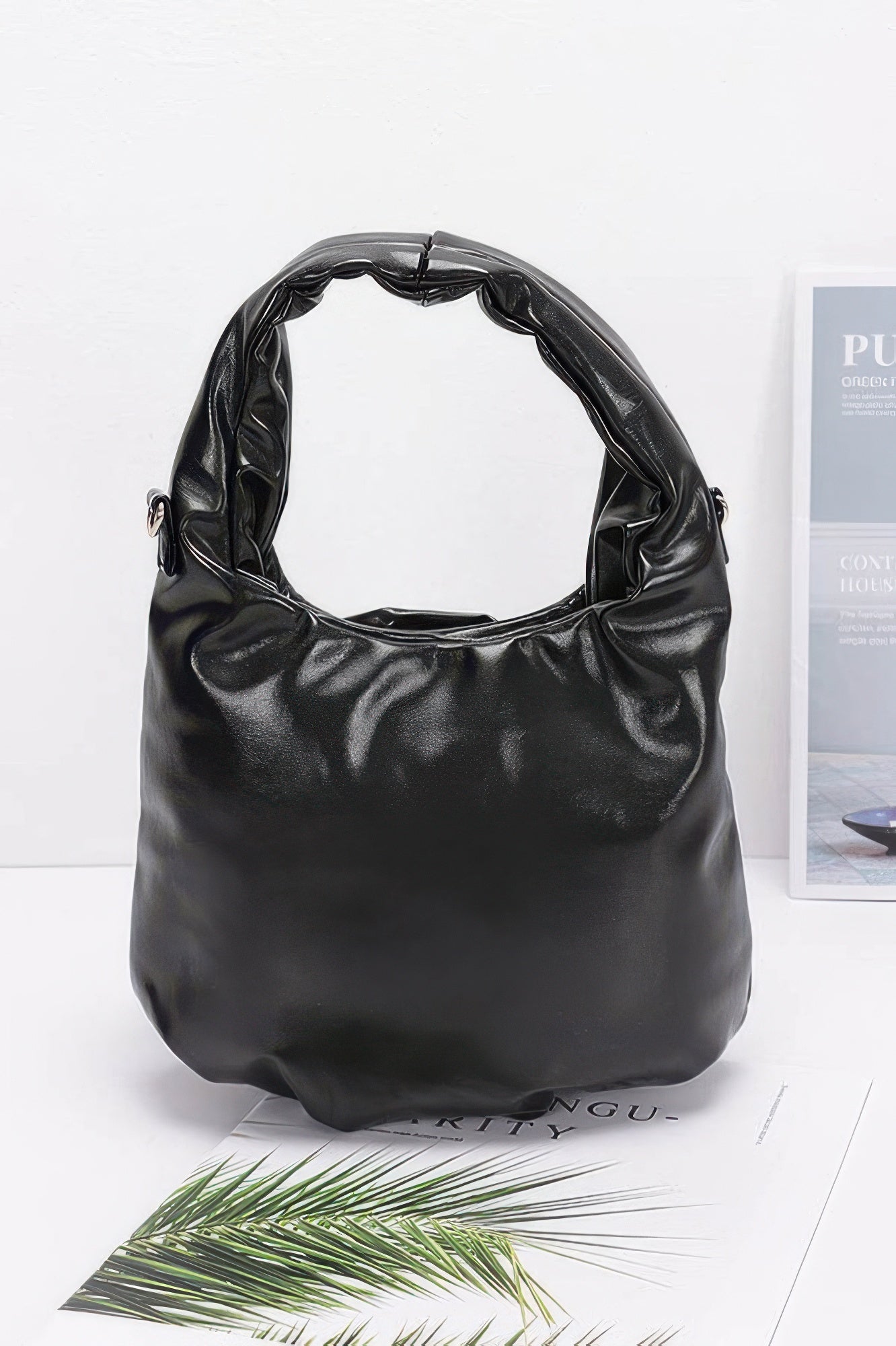 Metallic Big Flower Handle Bag
