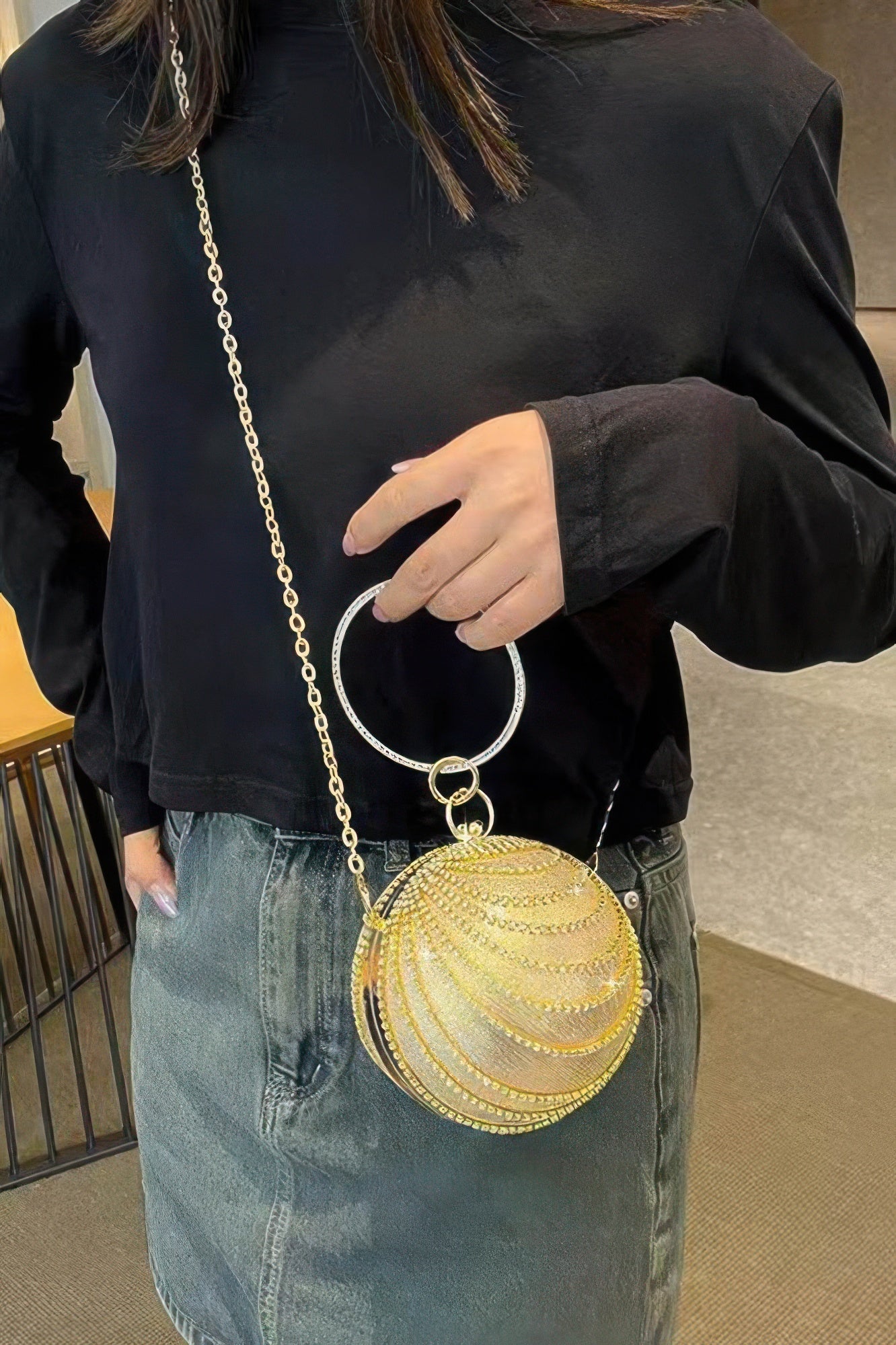 Rhinestone Round Party Clutch