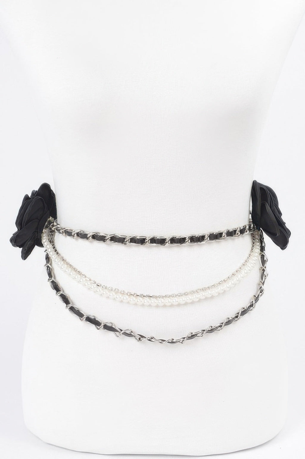 Two Flowers Multi Layered Chain Belt