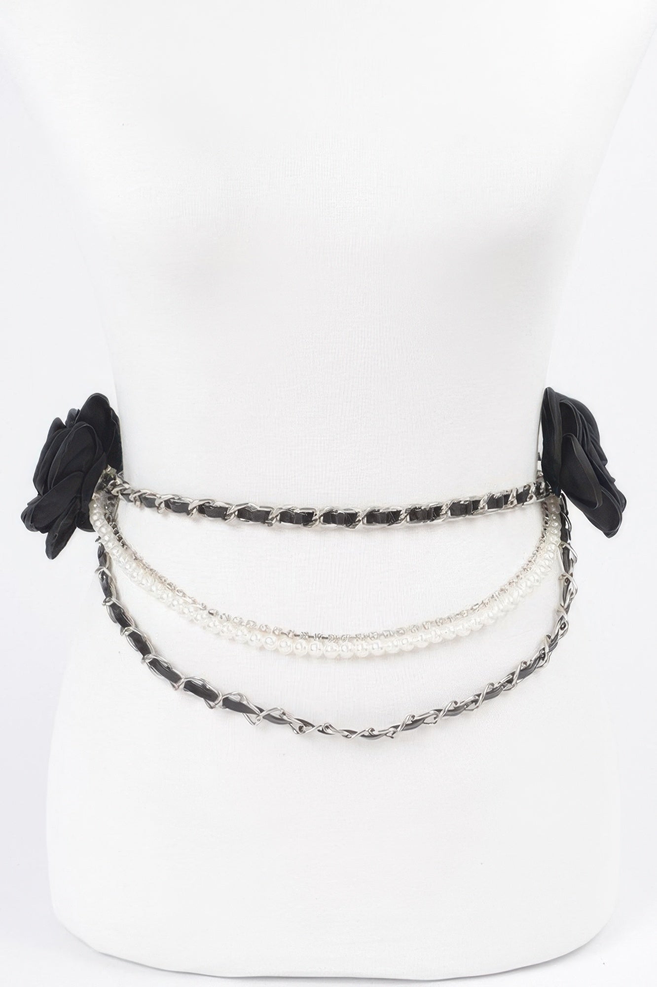 Two Flowers Multi Layered Chain Belt