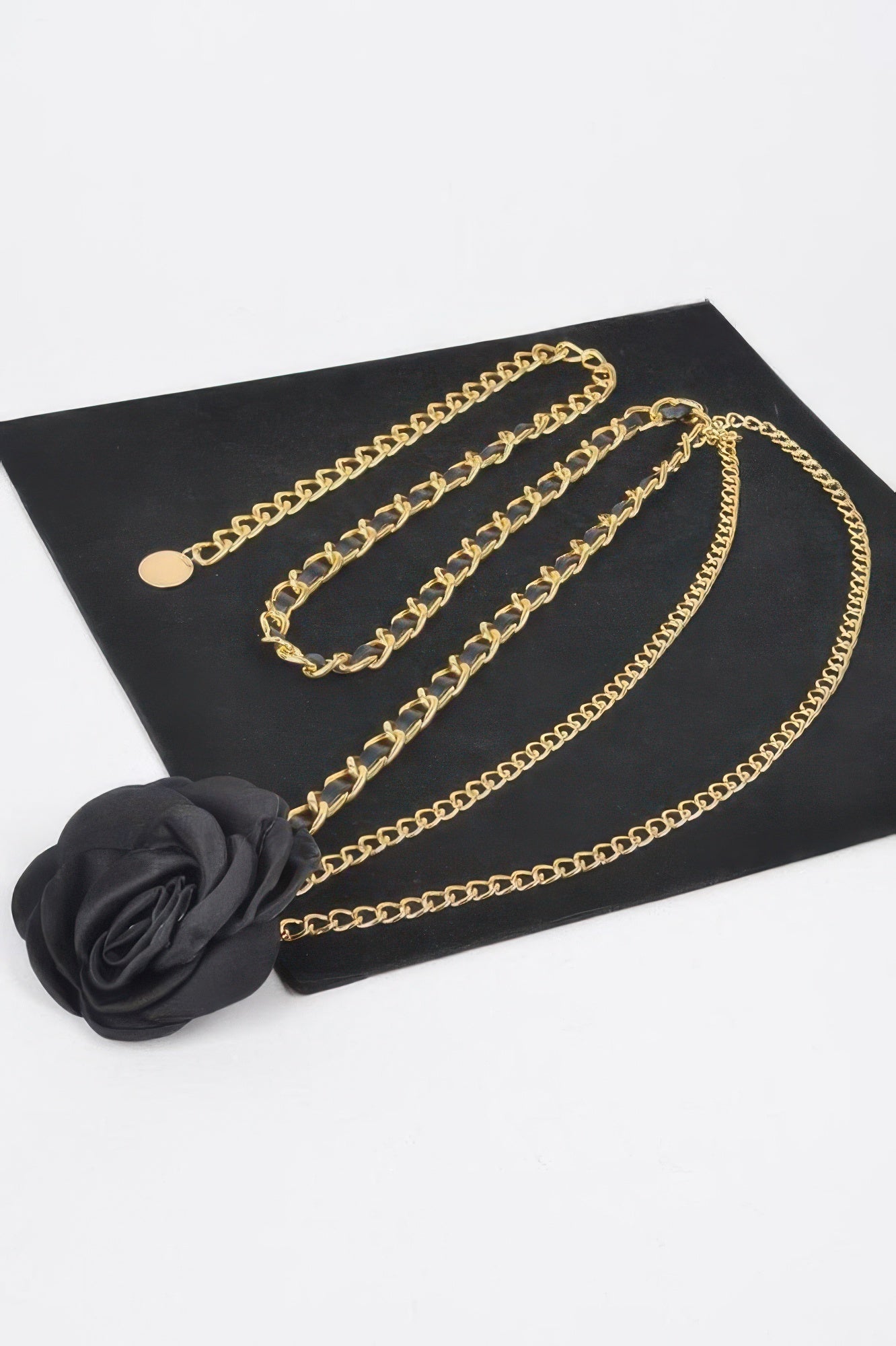 Flower Metal Double Layered Chain Belt