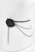 Flower Metal Double Layered Chain Belt