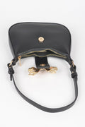 Vegan Leather Small Hobo Bag W/metal Ribbon