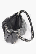 Hot Fix Stones Metal Stud Shoulder Bag
