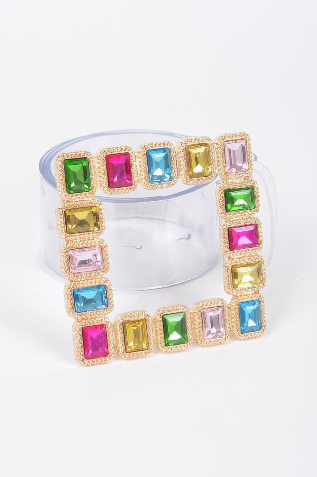 Stone Buckle Faux Leather Belt