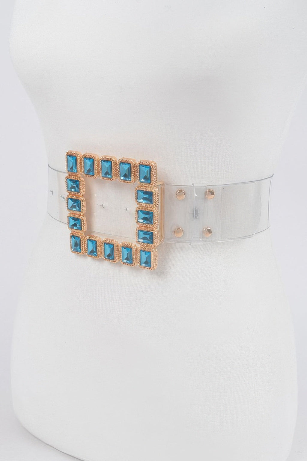 Stone Buckle Faux Leather Belt
