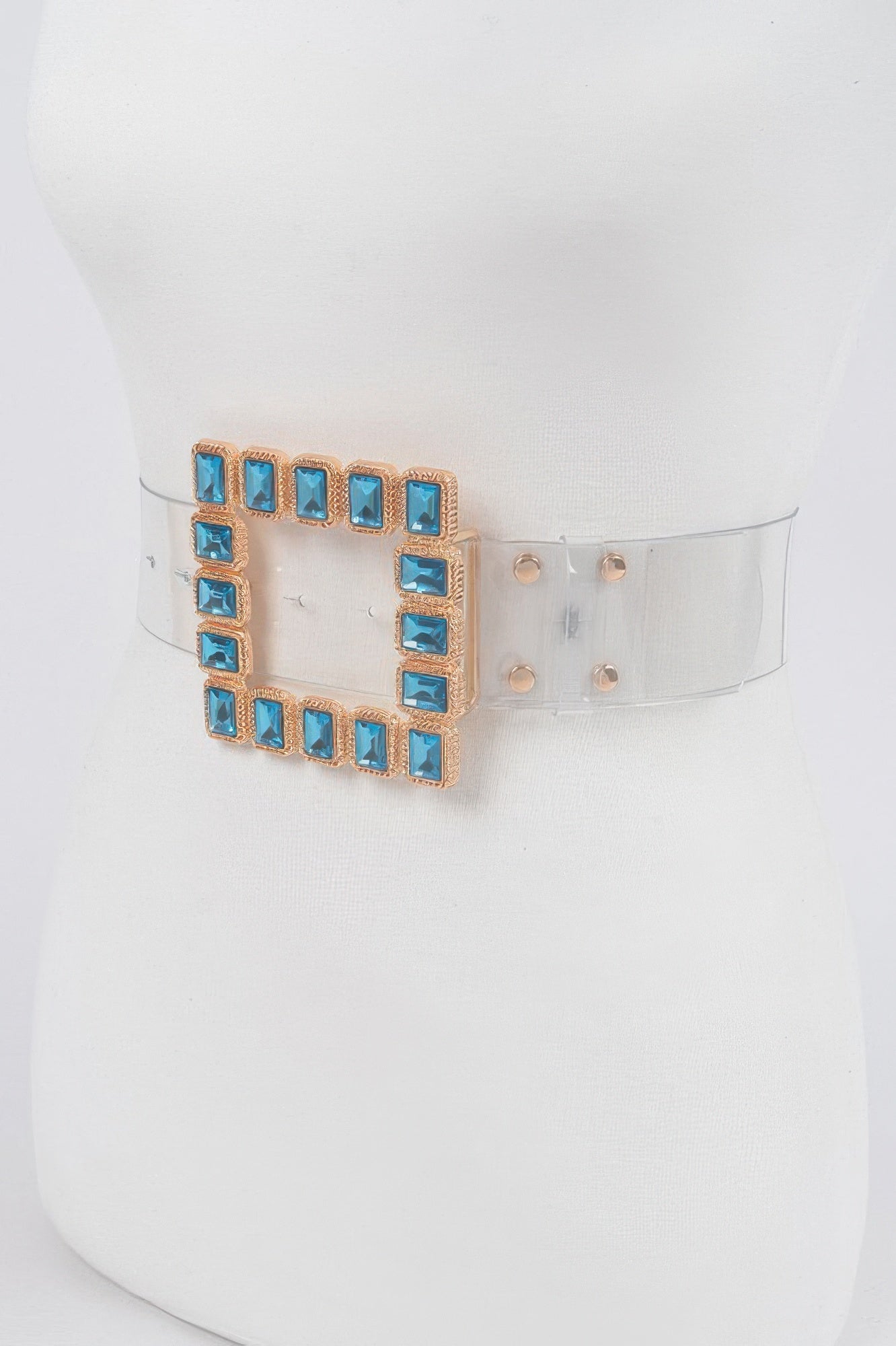 Stone Buckle Faux Leather Belt