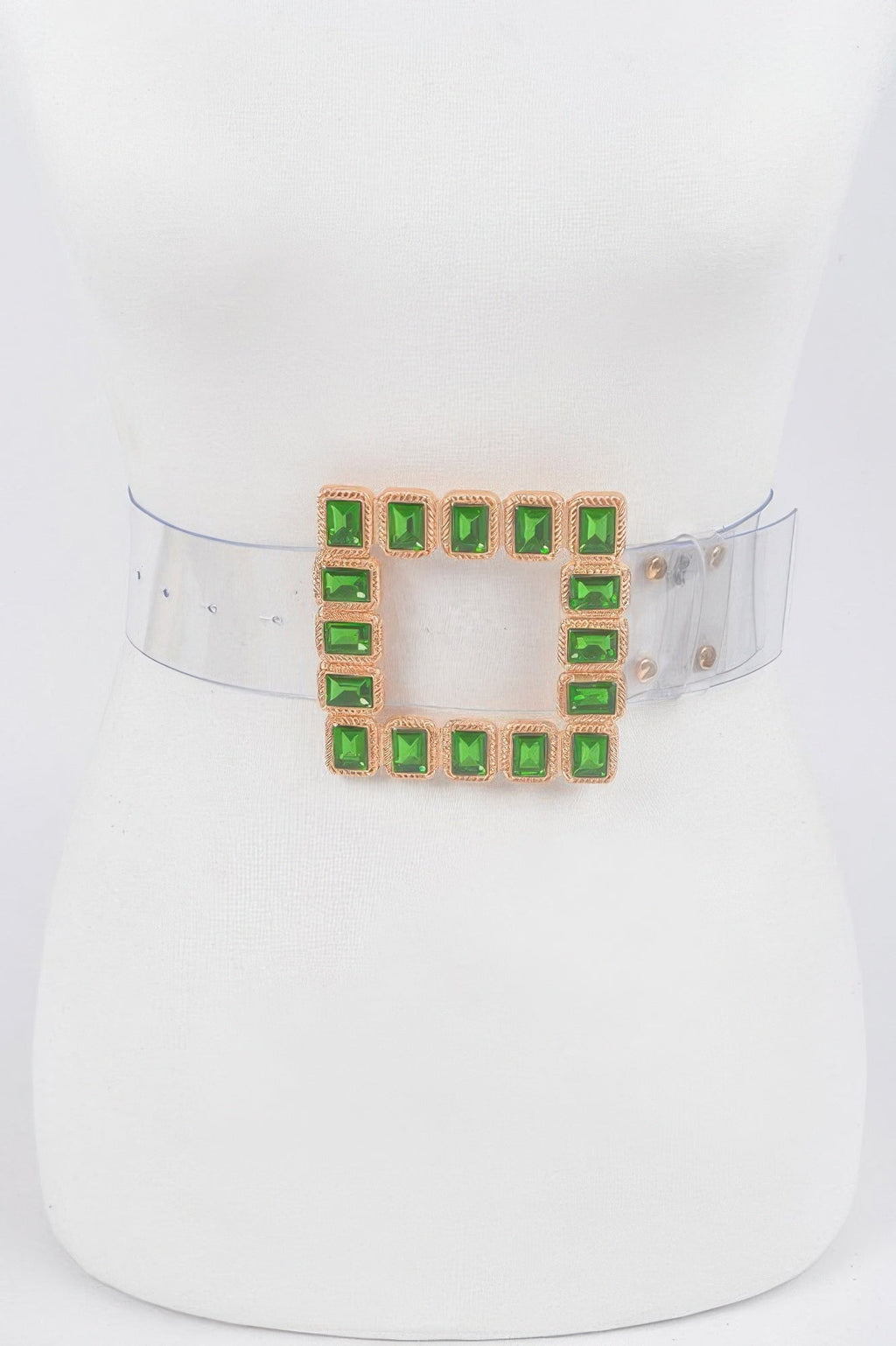 Stone Buckle Faux Leather Belt