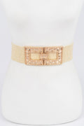 Rhinestone Buckle Stretch Straw Belt