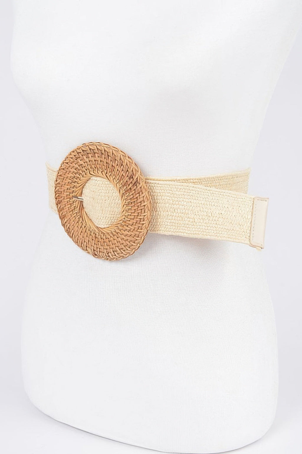 Oversize Weaved Bamboo Buckle Elatic Belt