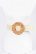 Oversize Weaved Bamboo Buckle Elatic Belt