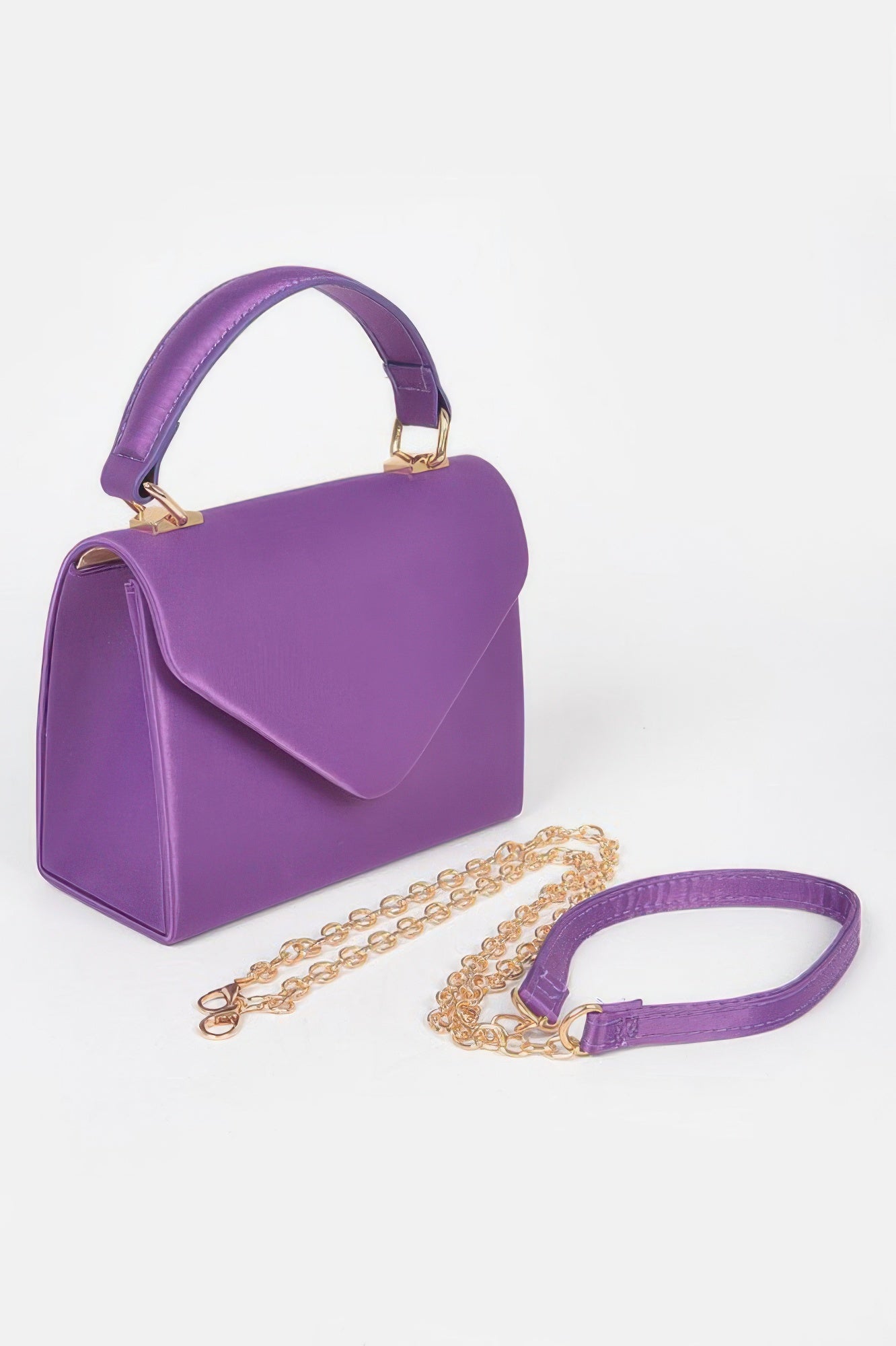 Satin Top Handle Flap Crossbody Bag