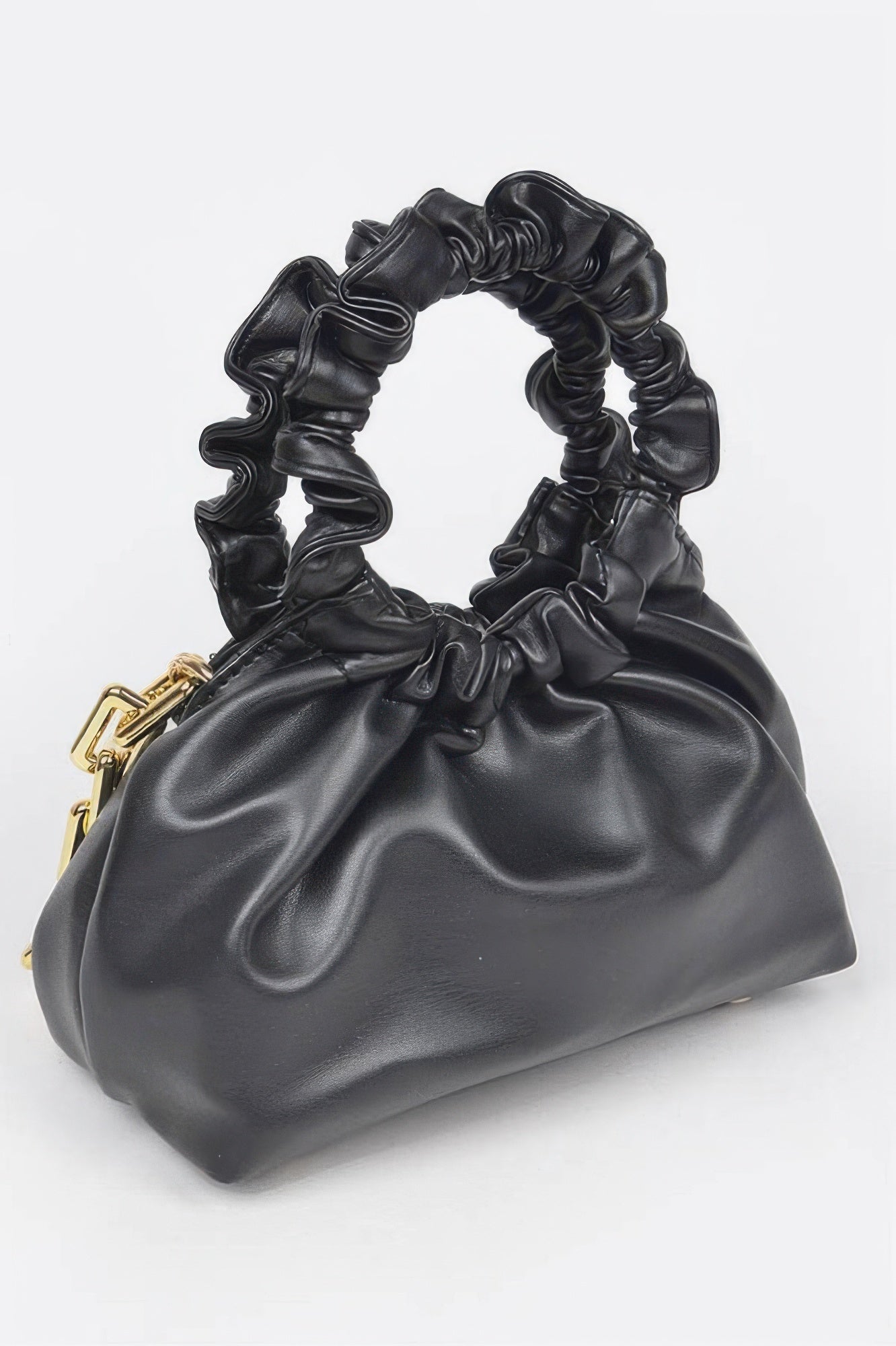 Faux Leather Pleated Chain Bag
