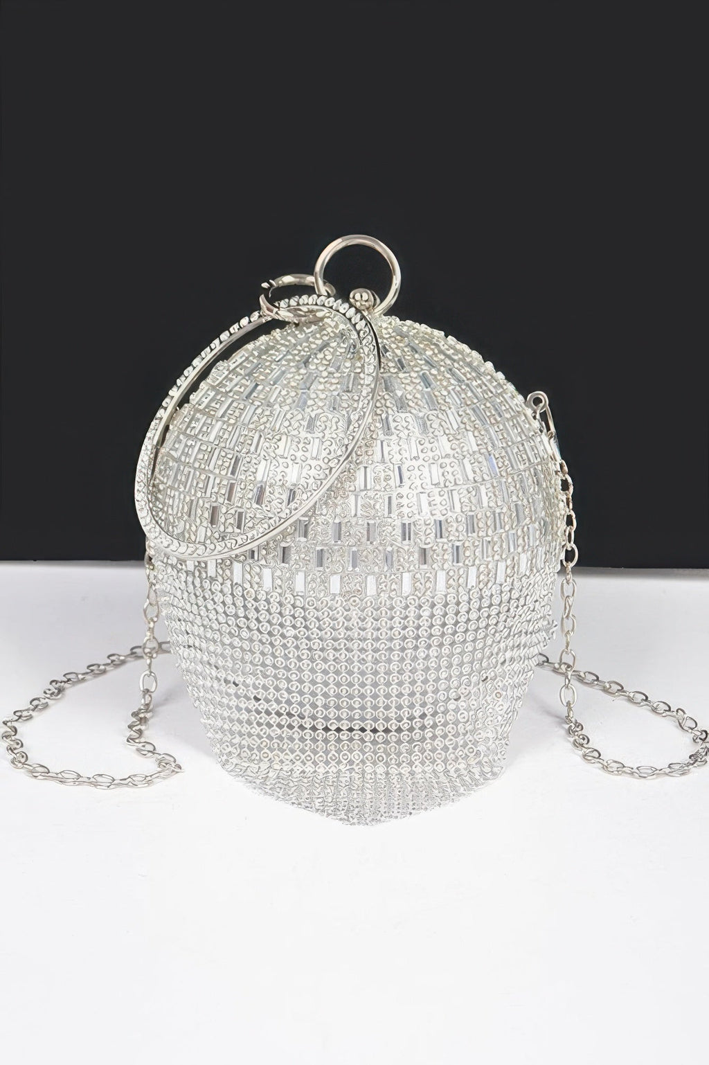 Rhinestone Glass Round Ball Clutch