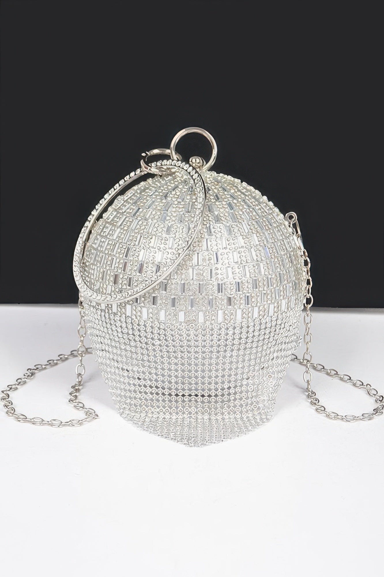 Rhinestone Glass Round Ball Clutch