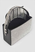 Rhinestone Box Clutch W/rhinestone Fringe Handle