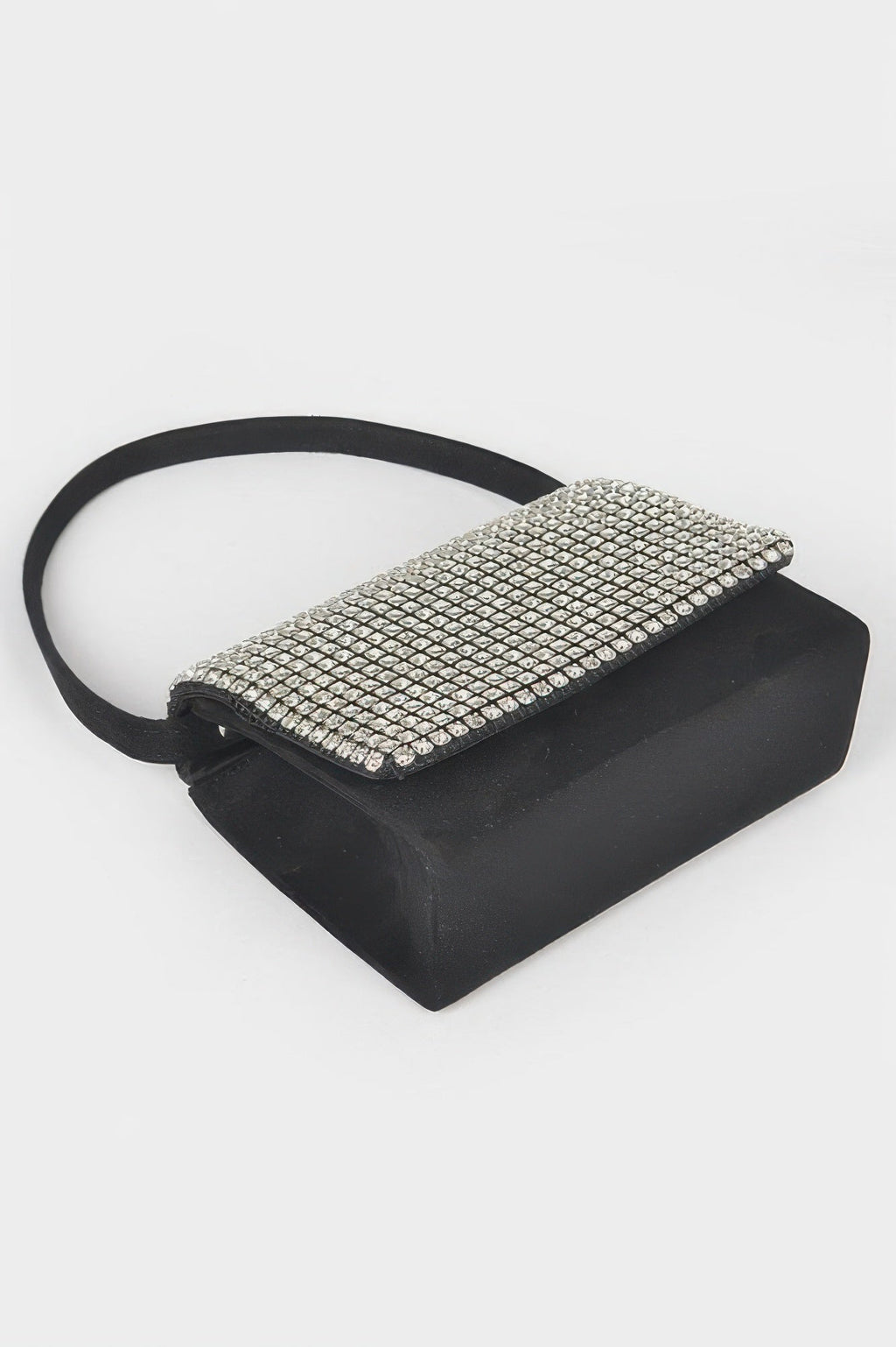 Faux Suede Oversized Rhinestone Crossbody Bag