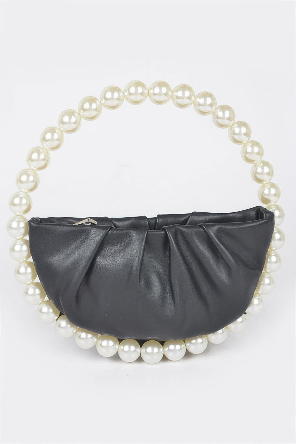 Vegan Metallic Leather Top Handle Bag W/stones