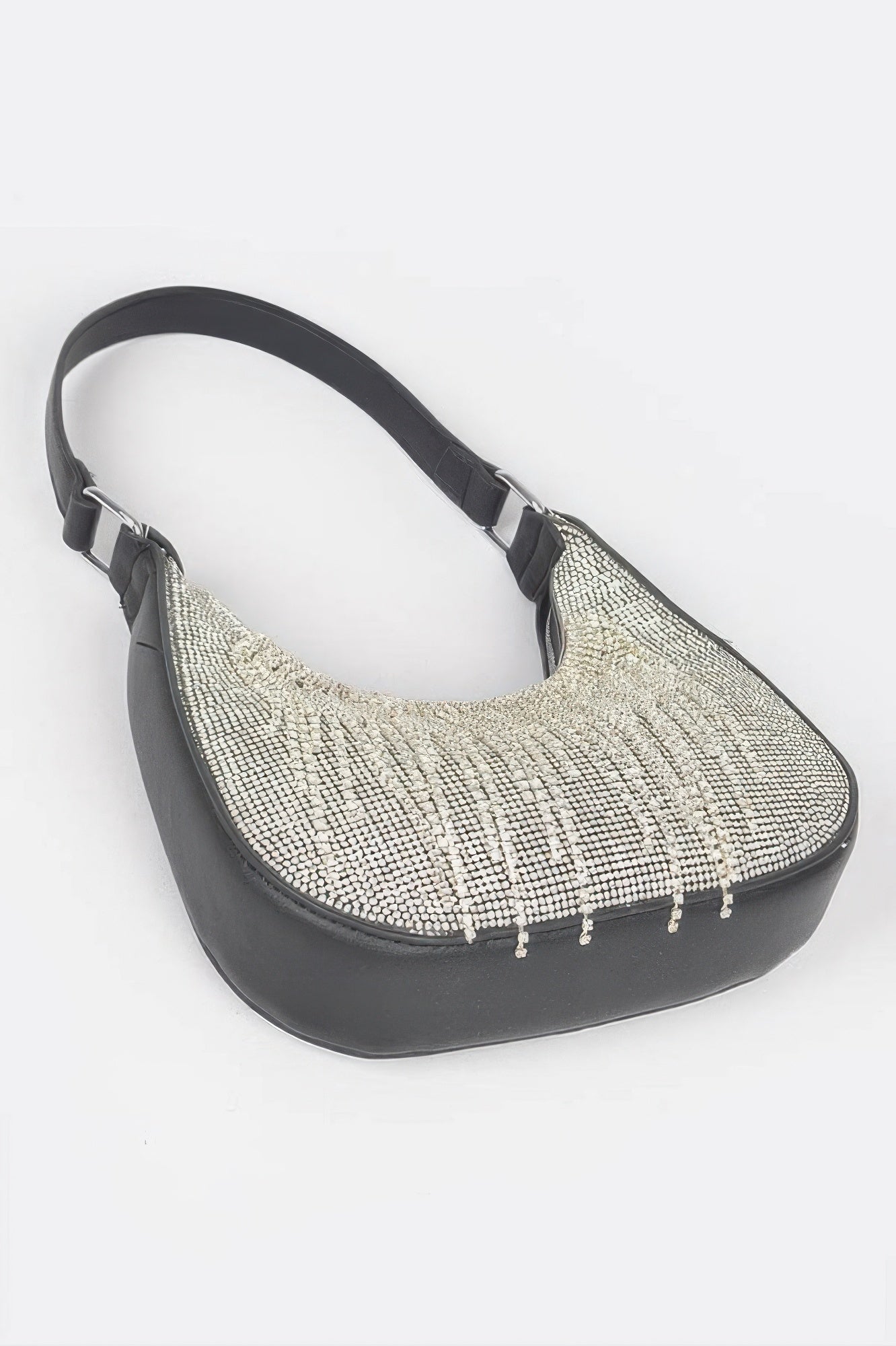 Hot Fix Stones Rhinestones Fringe Hobo Bag