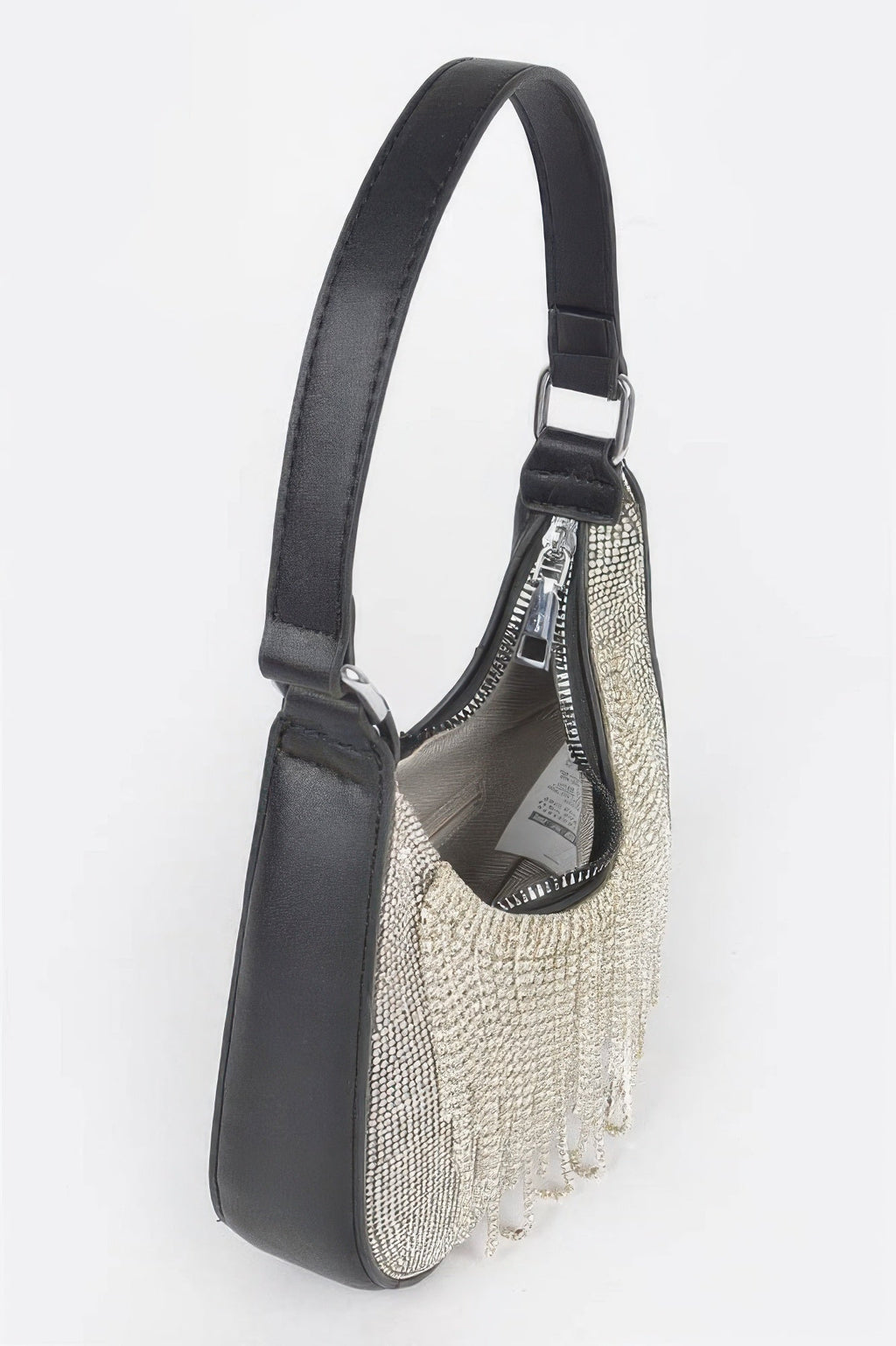 Hot Fix Stones Rhinestones Fringe Hobo Bag